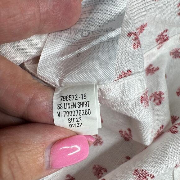 Banana Republic Shirt Men S Slim Fit Linen Short Sleeve Button Up White Lobster - Picture 6 of 8